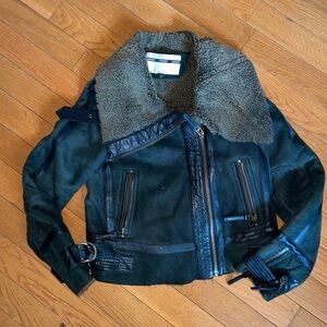 Topshop Dark Blue Shearling Jacket